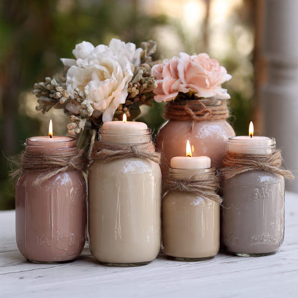 DIY Neutral Valentine&rsquo;s Day Mason Jars