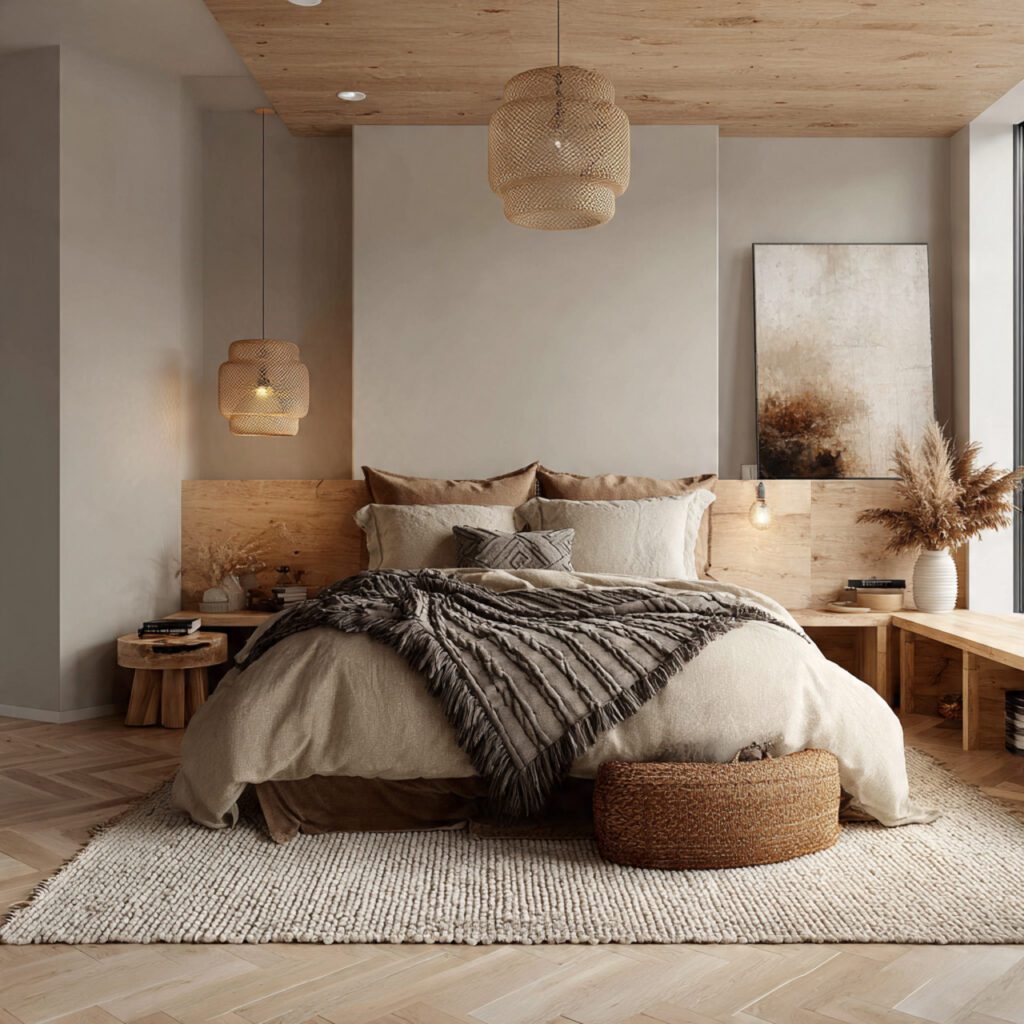 Brown Scandinavian Bedroom