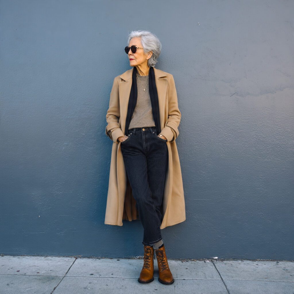 Chelsea Boots with Straight-Leg Jeans and Longline Coat