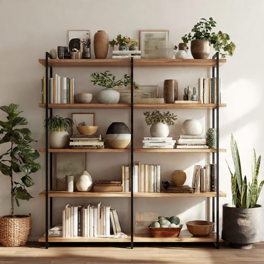 Style Shelves with Balance, Not Clutter