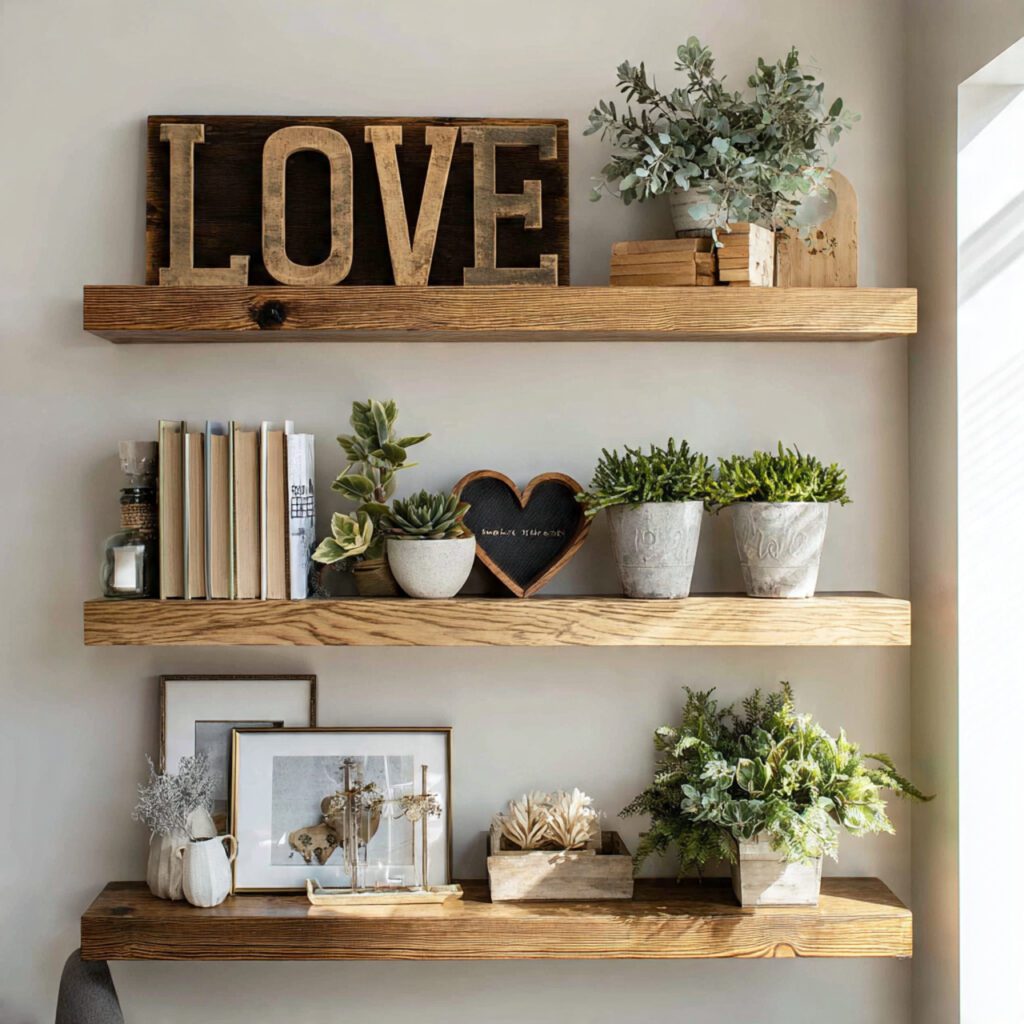 Farmhouse Valentine Shelf Styling