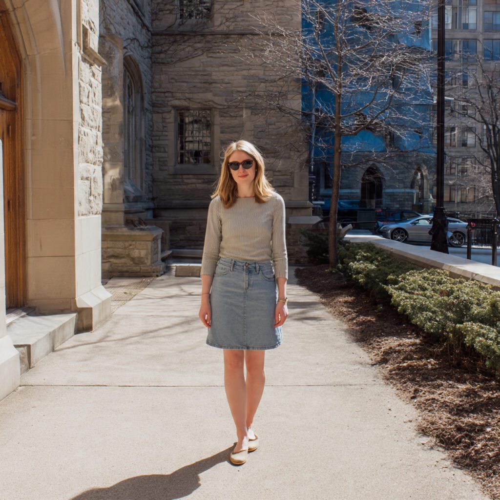 Denim Skirt with Fitted Top