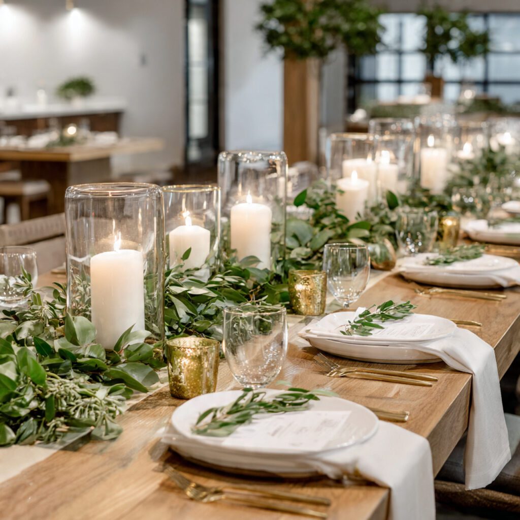 Minimal Greenery and Candle Styling