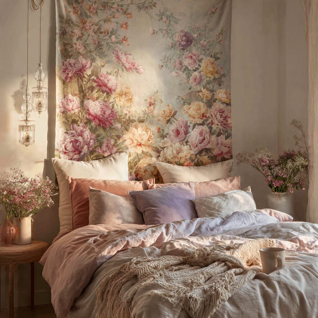Romantic Floral Tapestries for Soft Whimsy