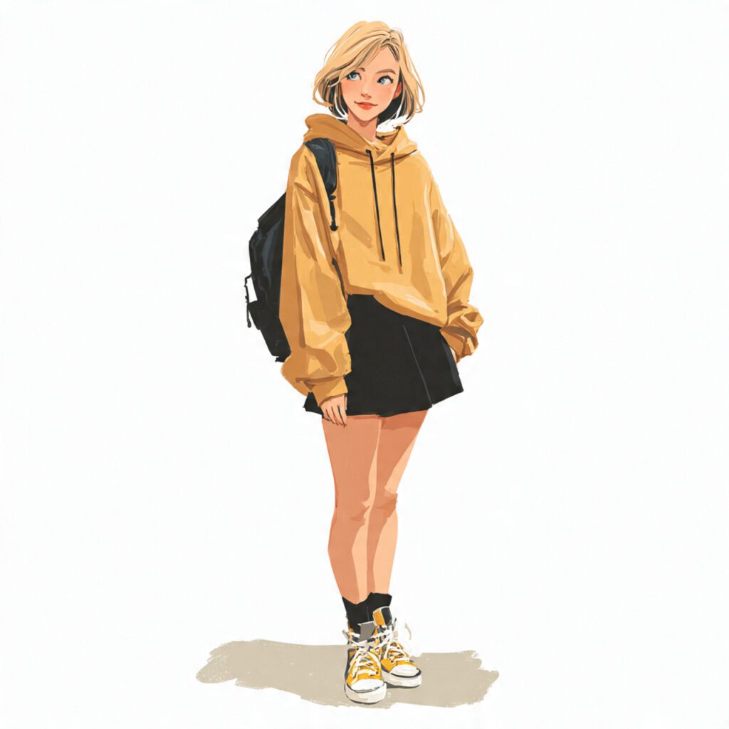 Mini Skirt with Oversized Hoodie