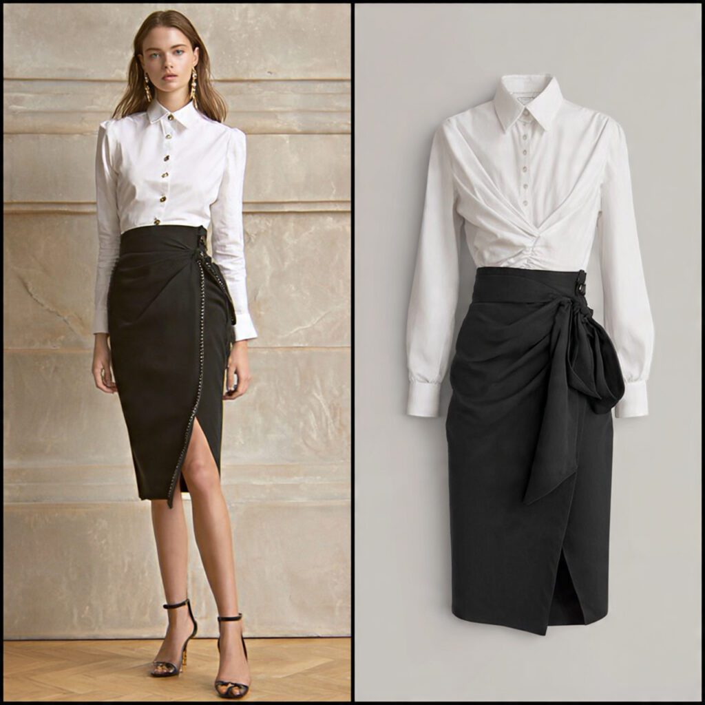 Wrap Skirt with Structured Blouse