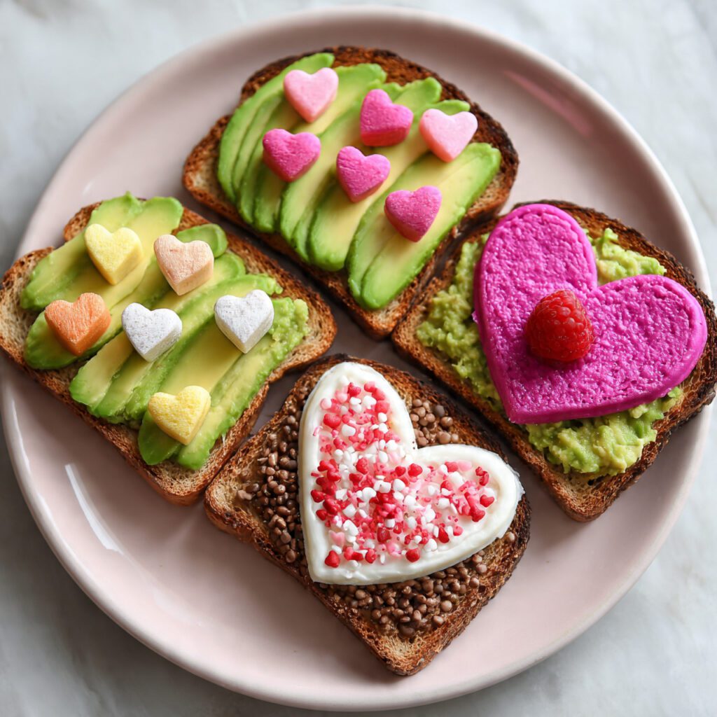 Avocado Toast with Valentine Toppings