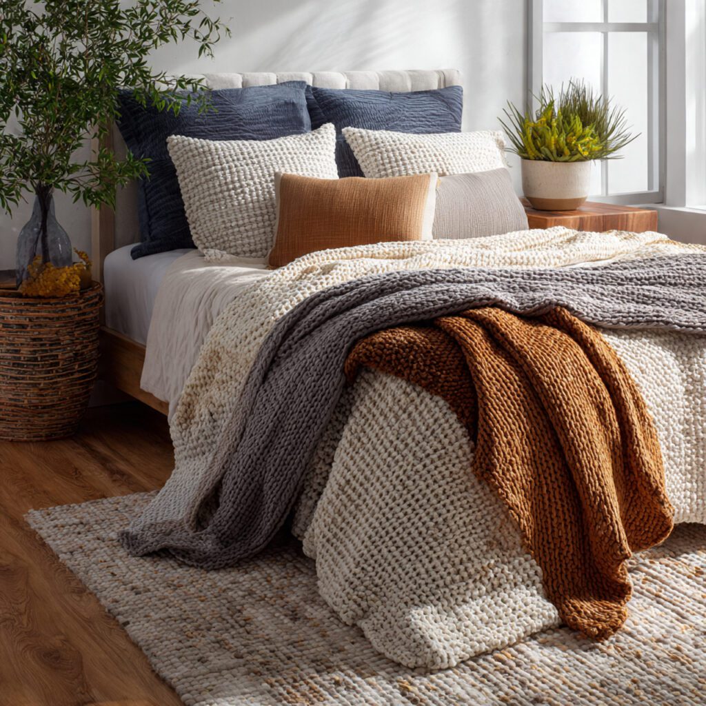 Cozy Textures with Throws and Rugs
