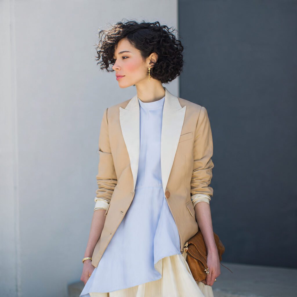 Blazer Over a Romantic Dress