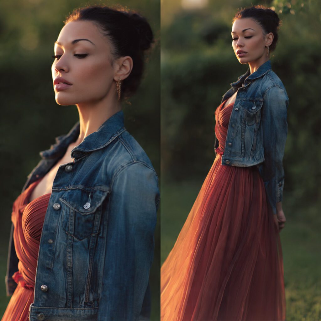 Casual Denim Jacket over Romantic Dress
