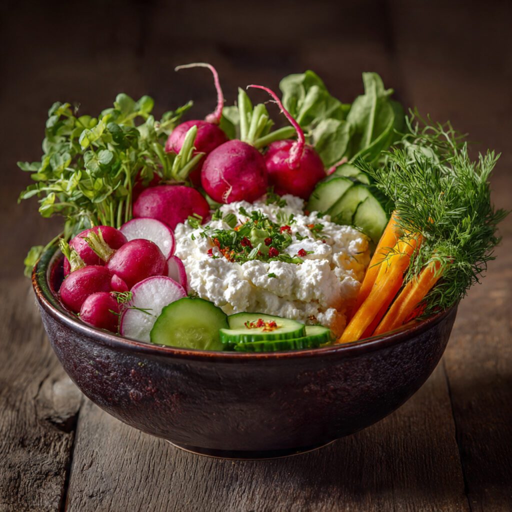 Cottage Cheese with Vegetables and Herbs