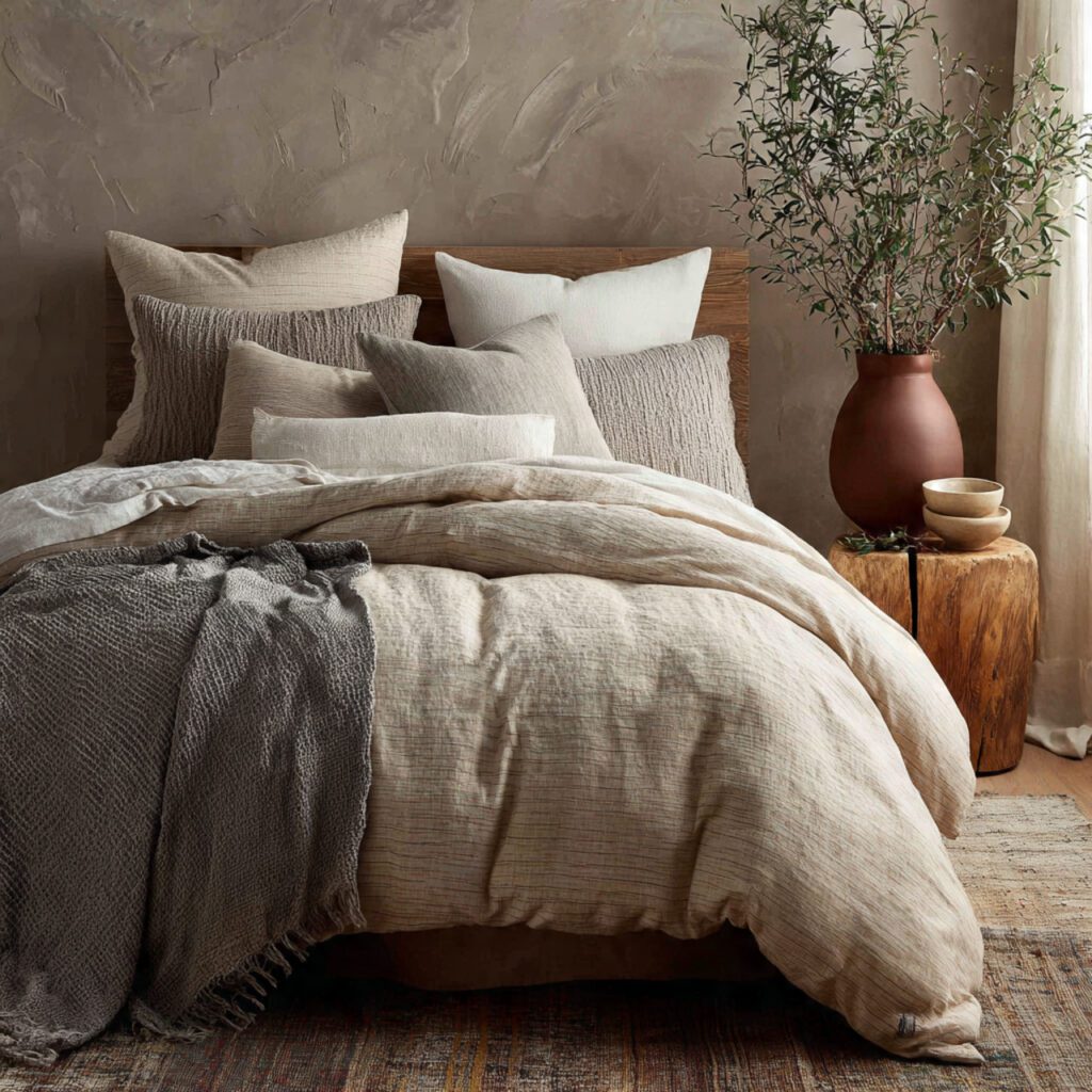 Romantic Bedding with Neutral Layers