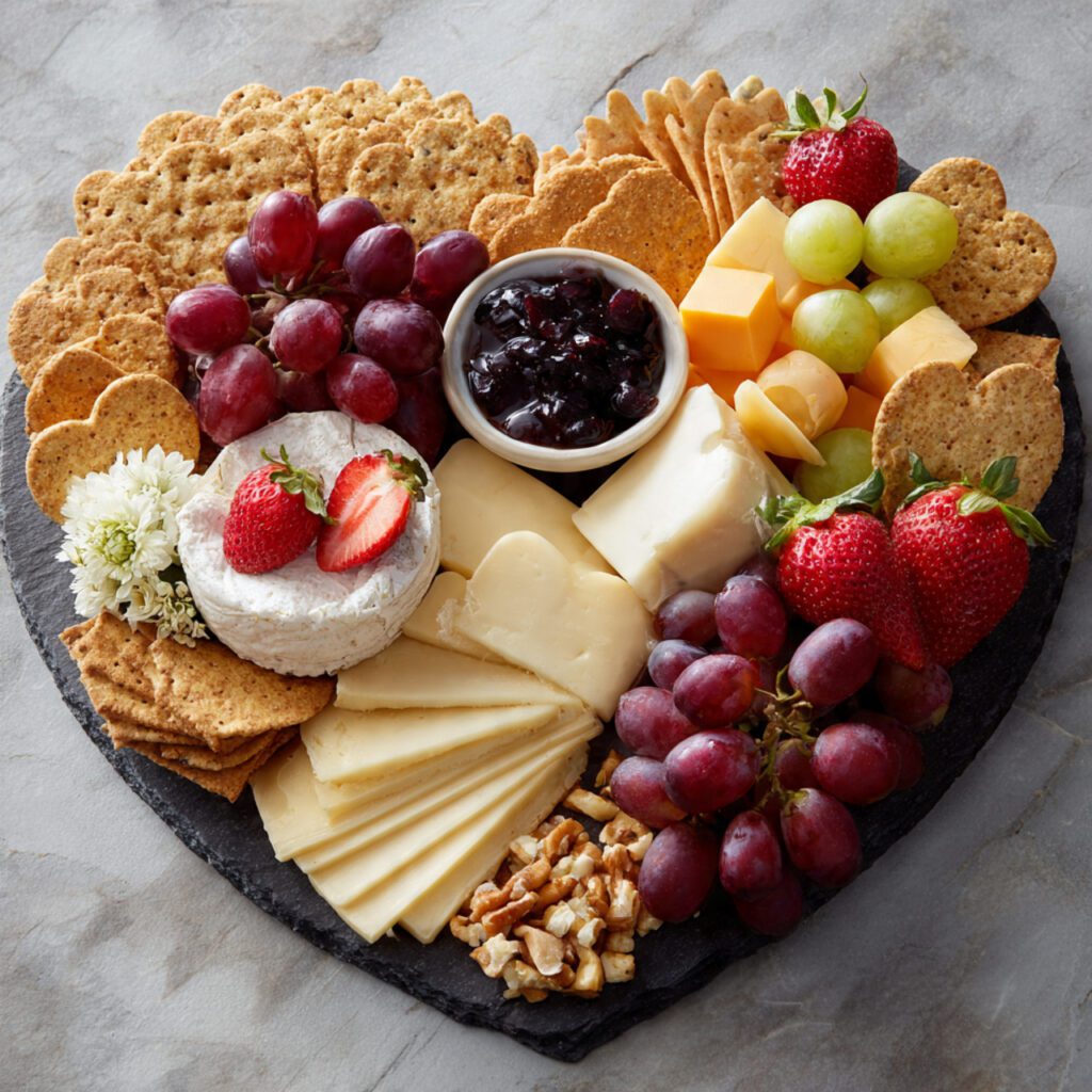 Cheese and Heart Cracker Tray