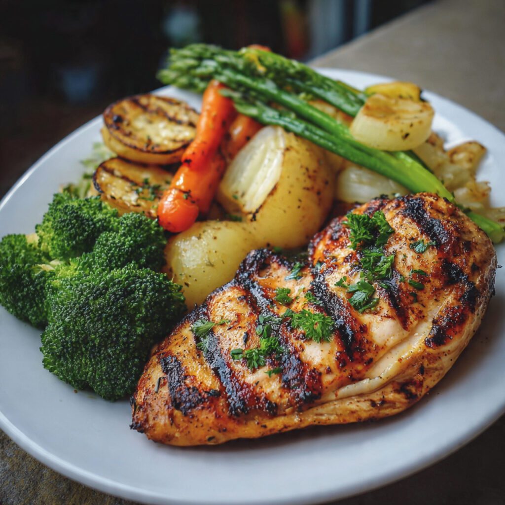 Grilled Chicken with Steamed Vegetables