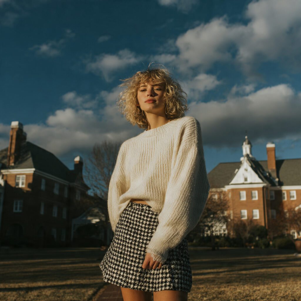 High-Waisted Skirt with Crop Sweater