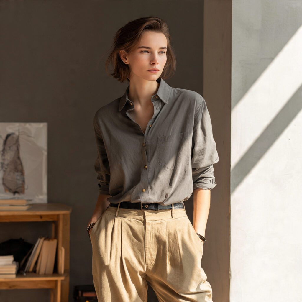 Button-Down Shirt with Casual Pants