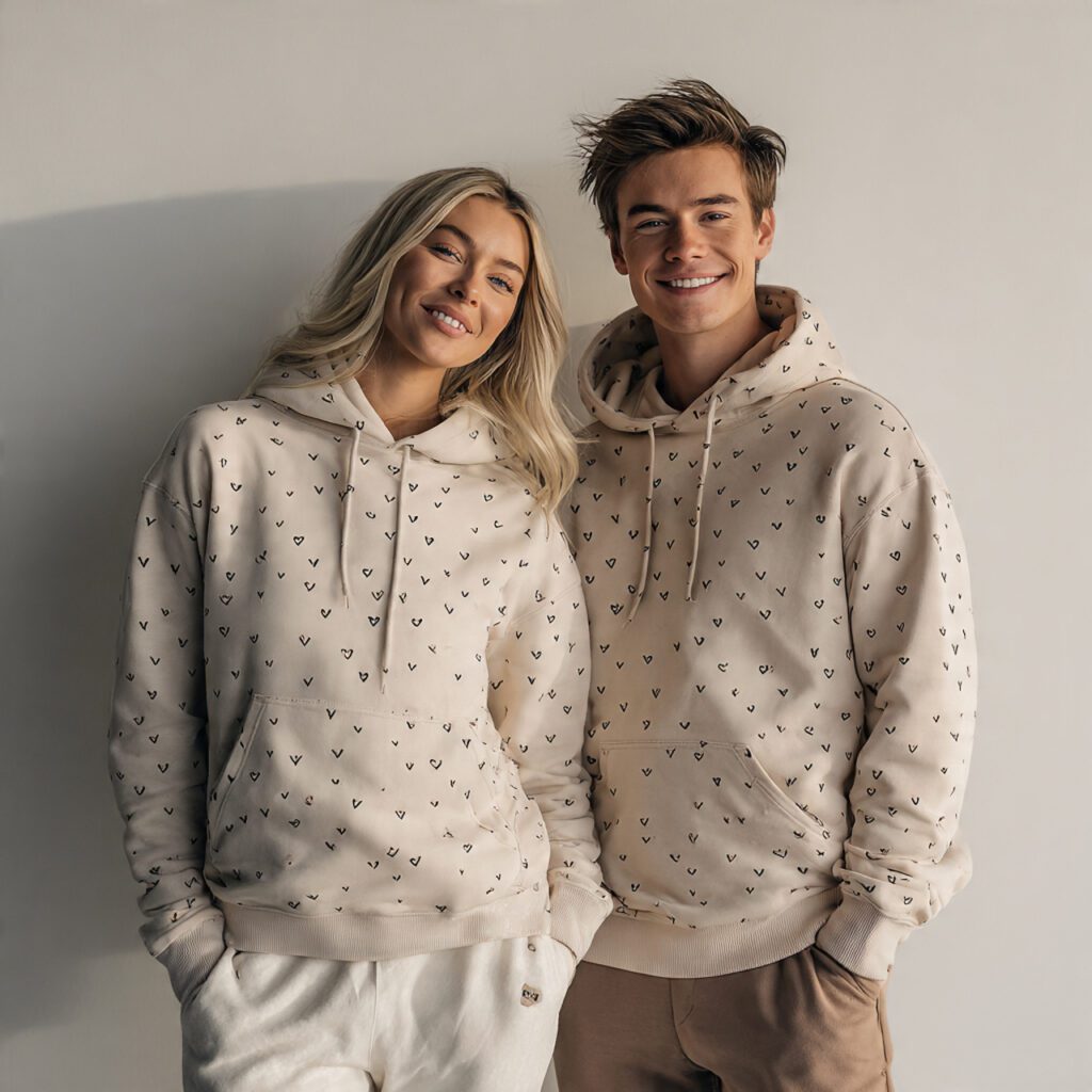 Minimal Heart Print Hoodies