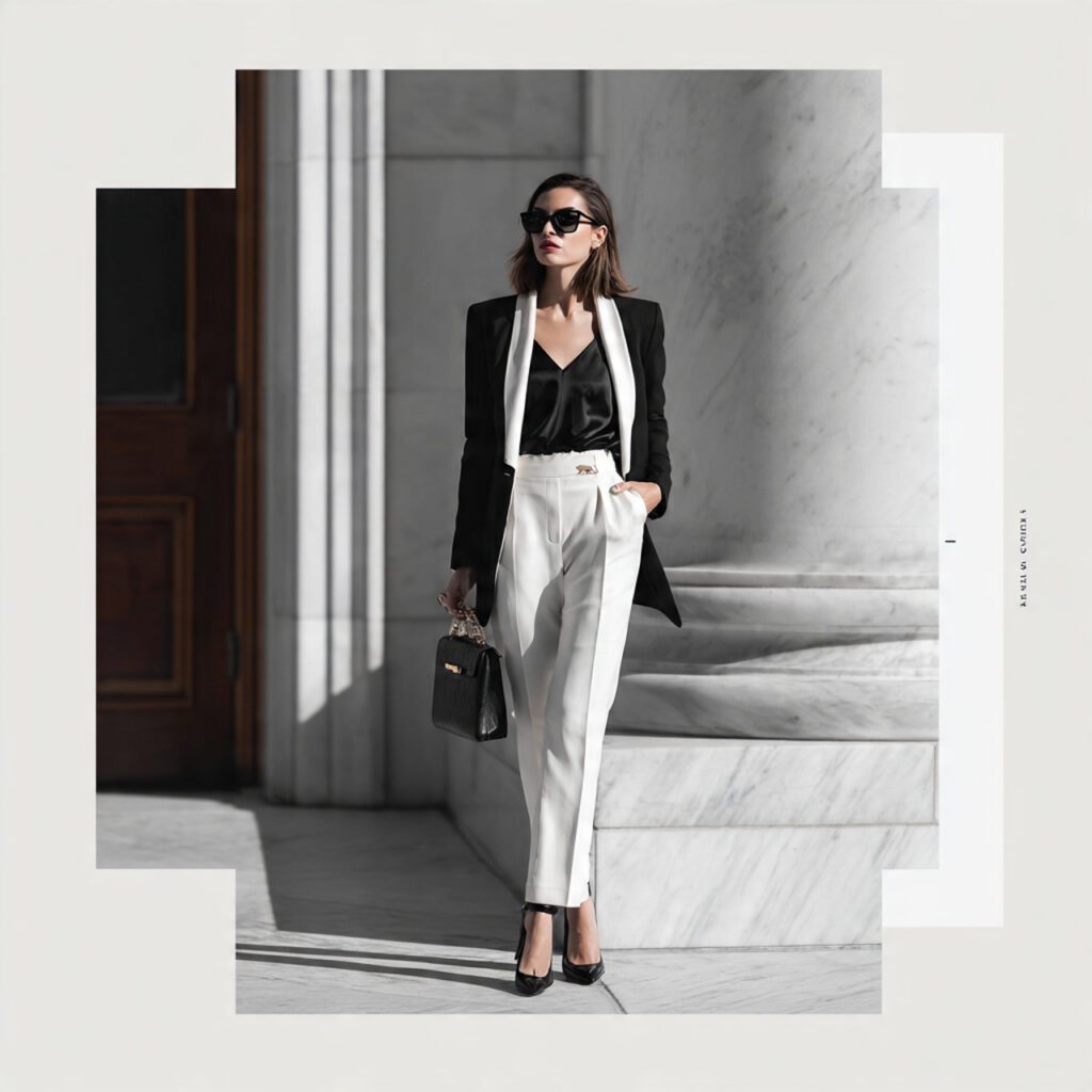 Monochrome Suit With Silk Cami