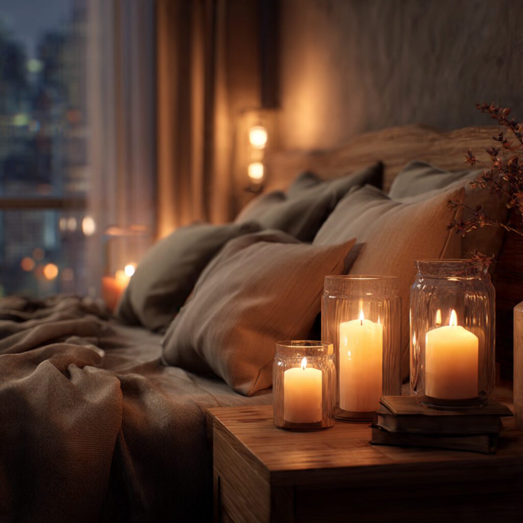 Soft Candlelight Around the Bed
