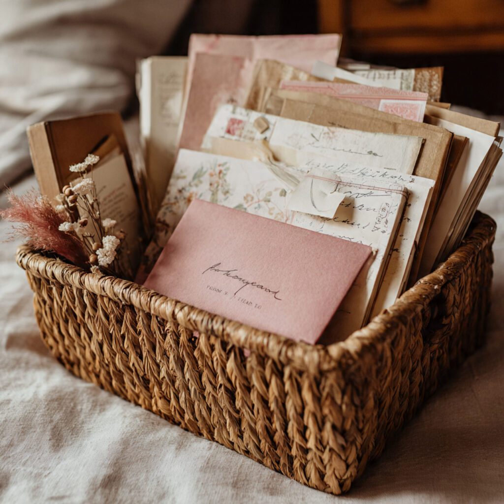 Romantic Stationery and Keepsake Basket