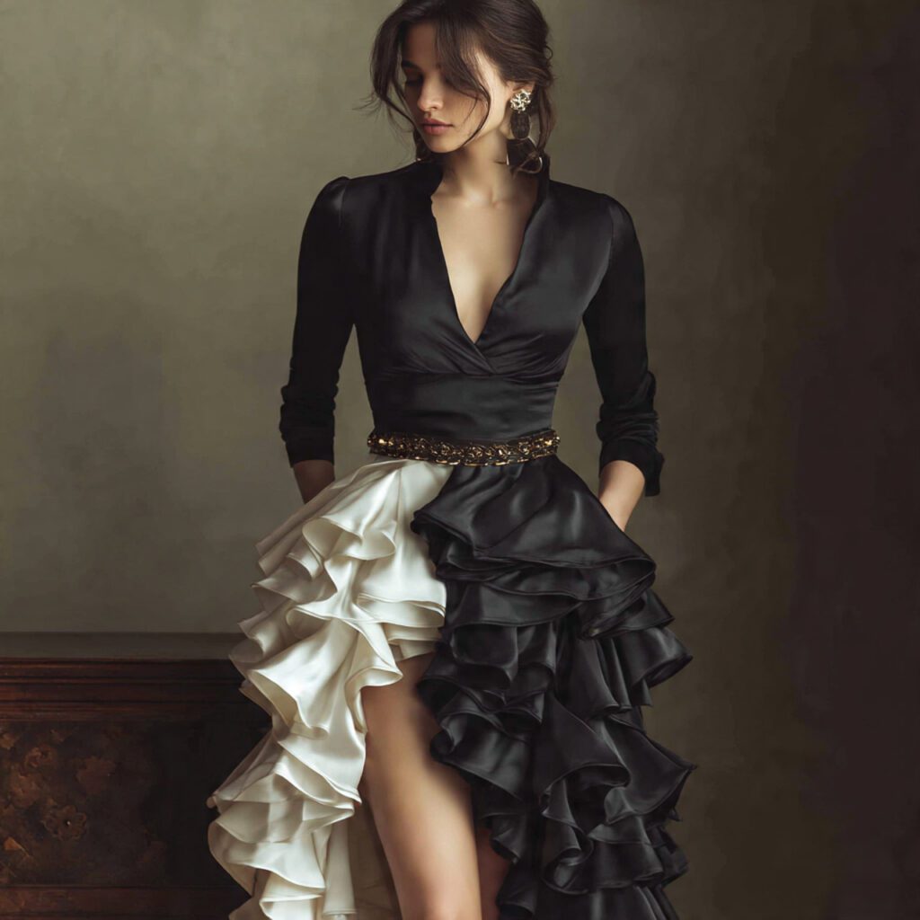 Ruffled Wrap Skirt with Fitted Top