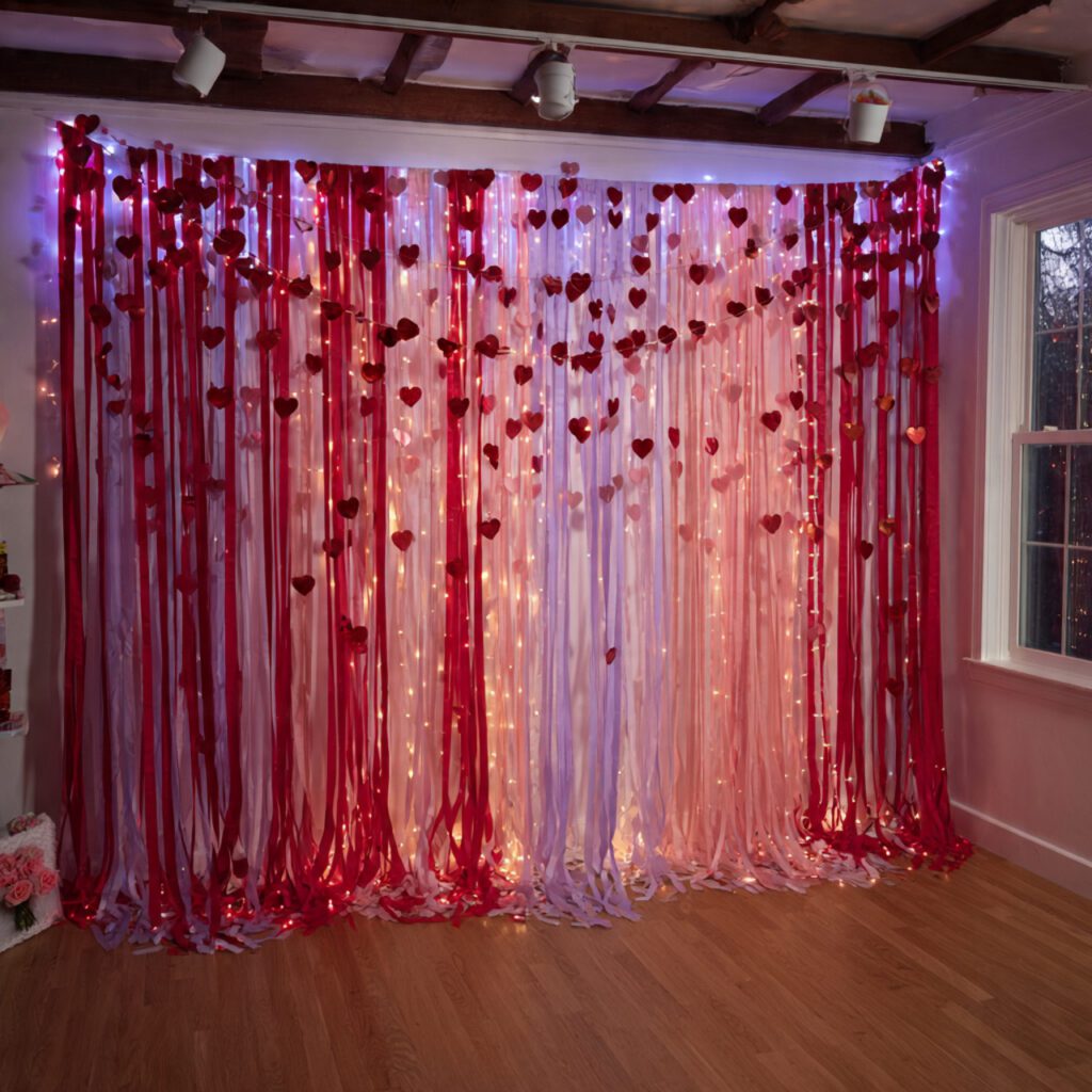 Soft Lighting with Romantic Accents Warm fairy lights and candles creating a festive party mood.