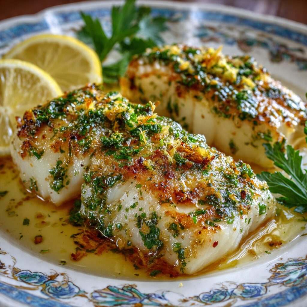 Baked Cod with Garlic and Herbs