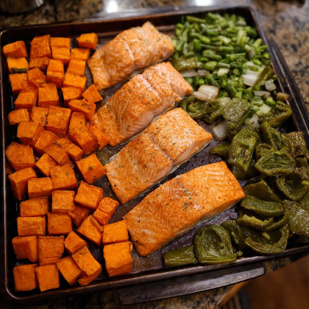 Baked Salmon with Sweet Potatoes
