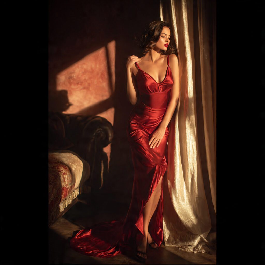 Classic Red Satin Slip Dress