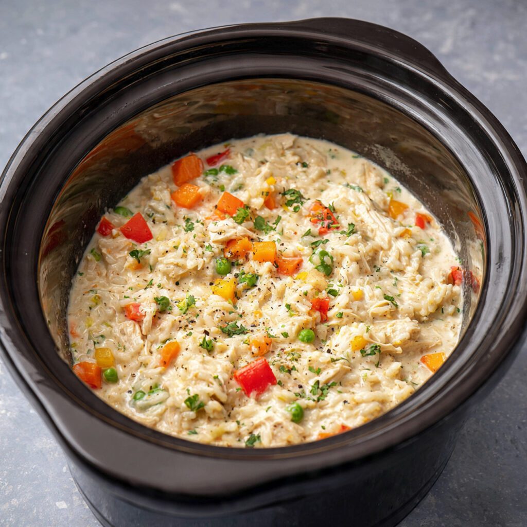 Creamy Crockpot Chicken & Rice
