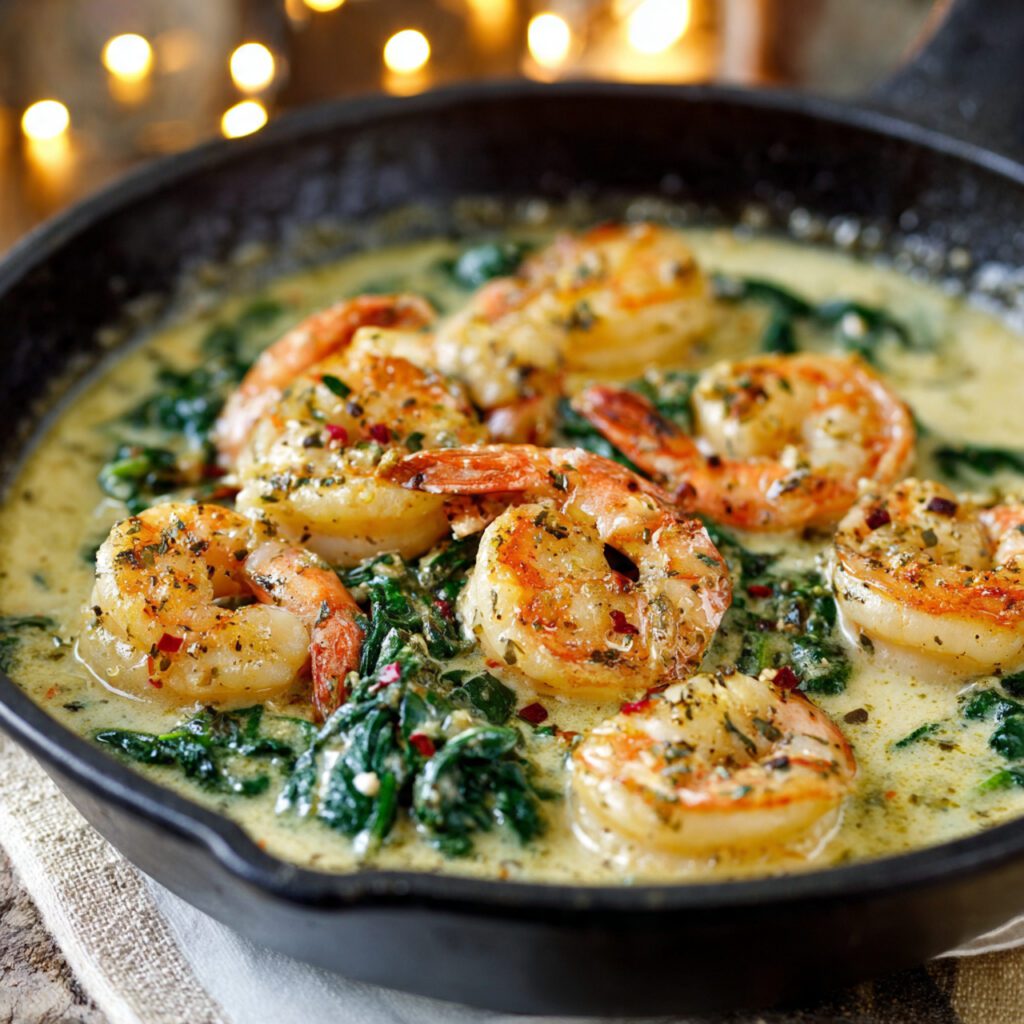 Creamy Garlic Shrimp with Spinach