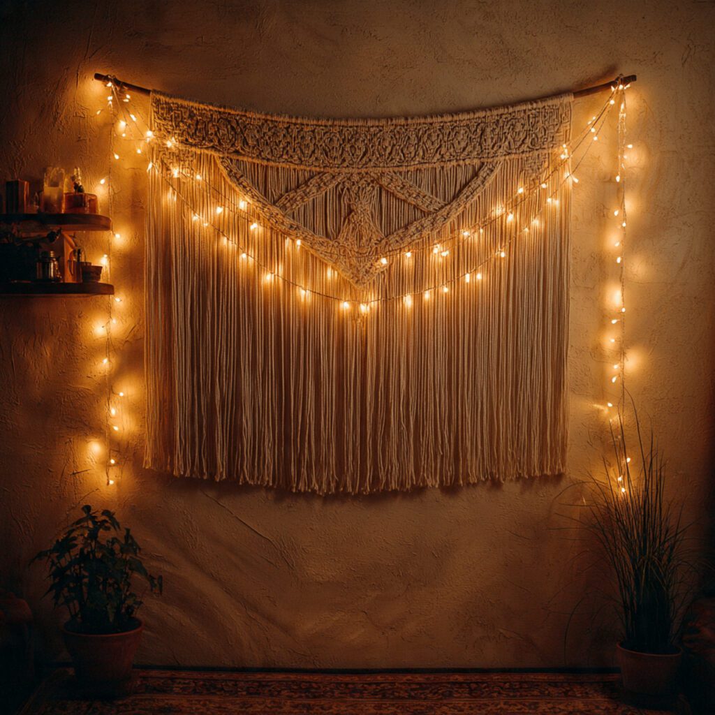 Layer a Tapestry With Fairy Lights for a Magical Look
