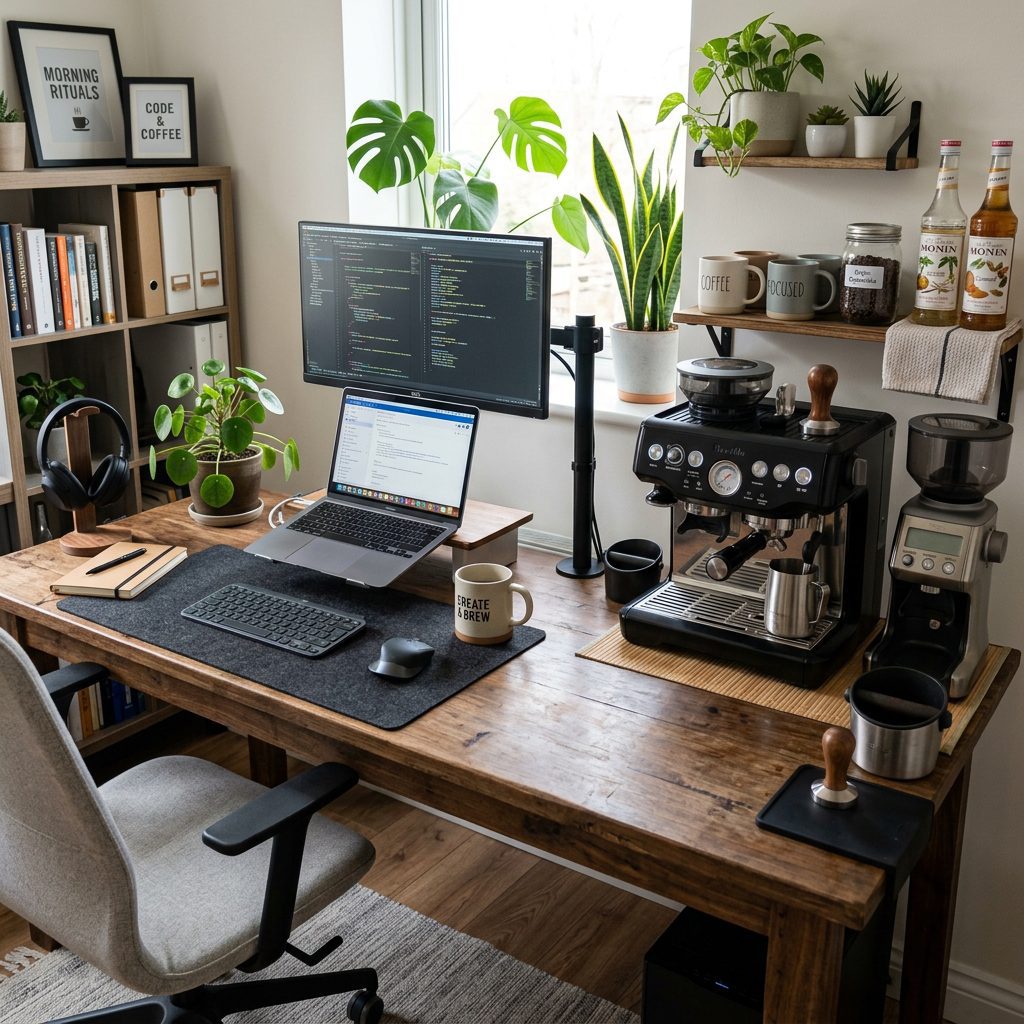 Dual-Purpose Desk Coffee Bar