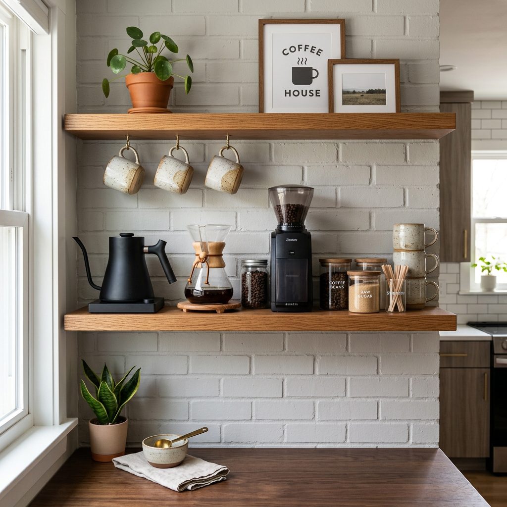 Floating Shelf Coffee Bar