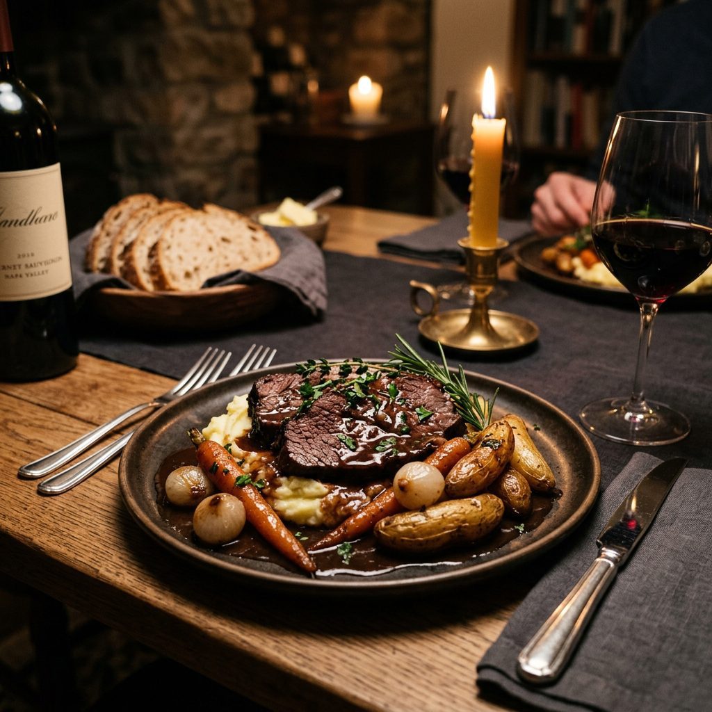 Red Wine Crockpot Pot Roast with Gravy