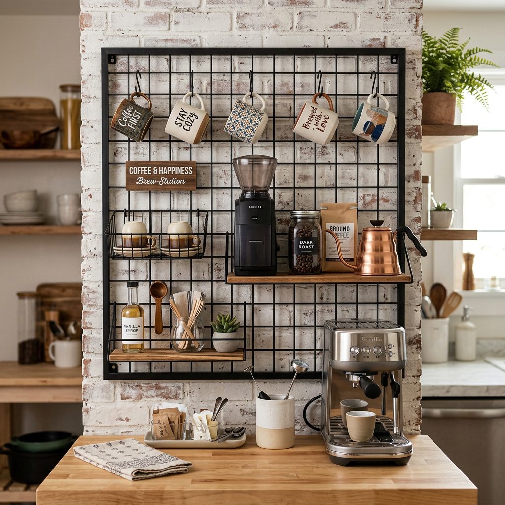 Wall Grid Coffee Organizer