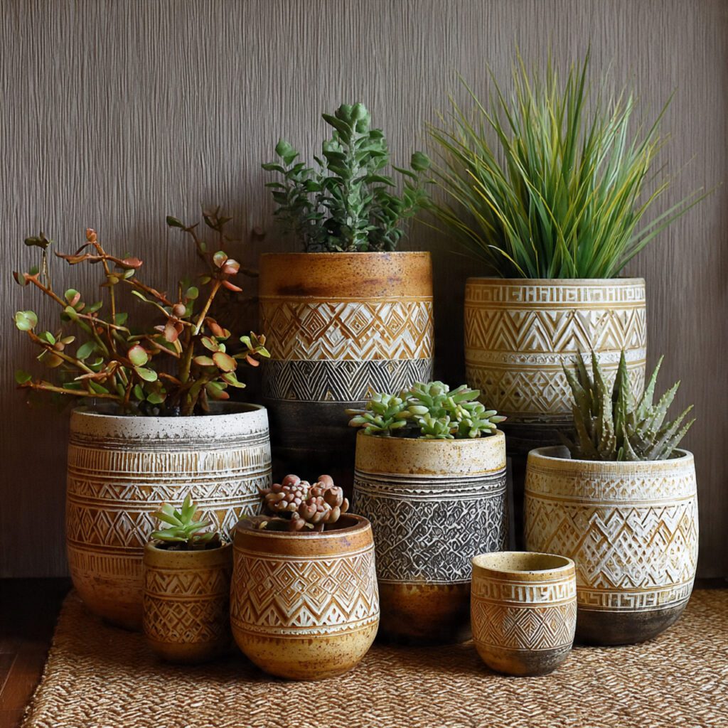 Boho Pattern Painted Pots