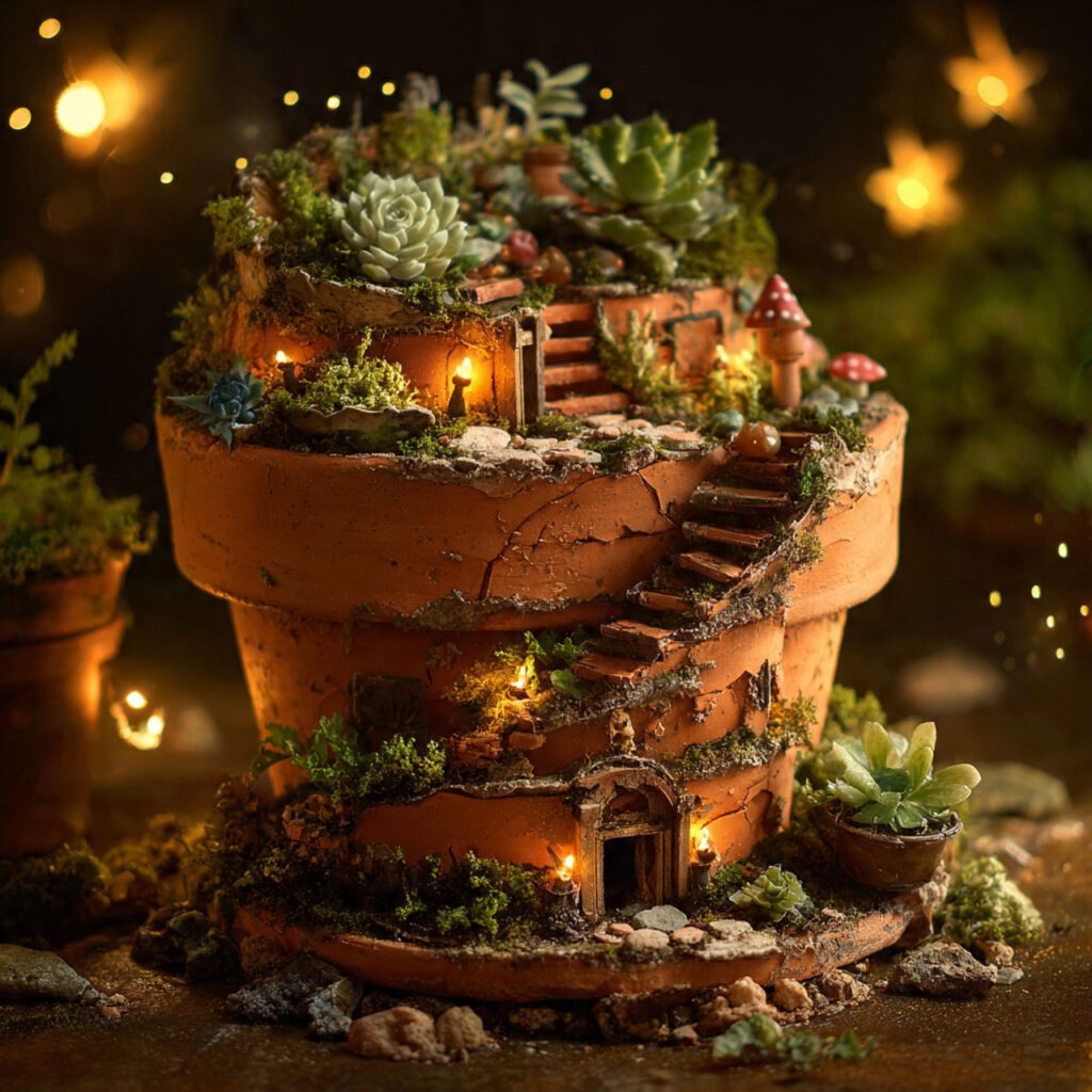 Broken Terra Cotta Pot Fairy Garden