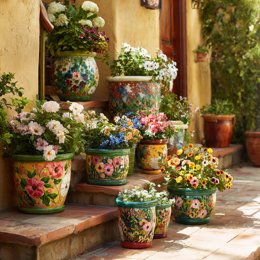 Floral Hand-Painted Pots
