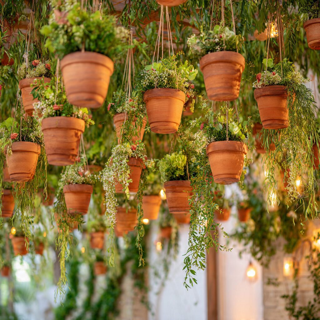 Hanging Terra Cotta Pots for Wedding Decor
