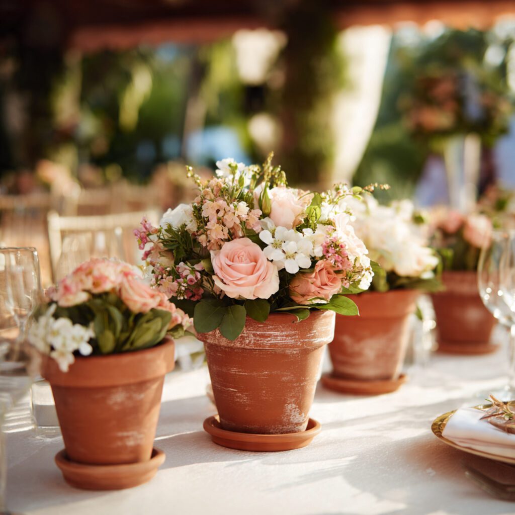 Terra Cotta Pots as Floral Centerpieces