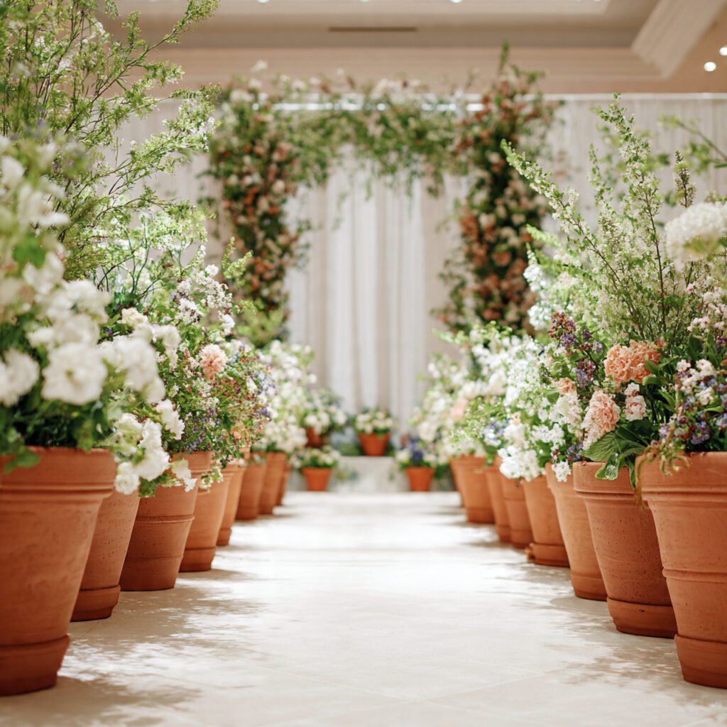  Terra Cotta Pots for Aisle and Stage Decoration