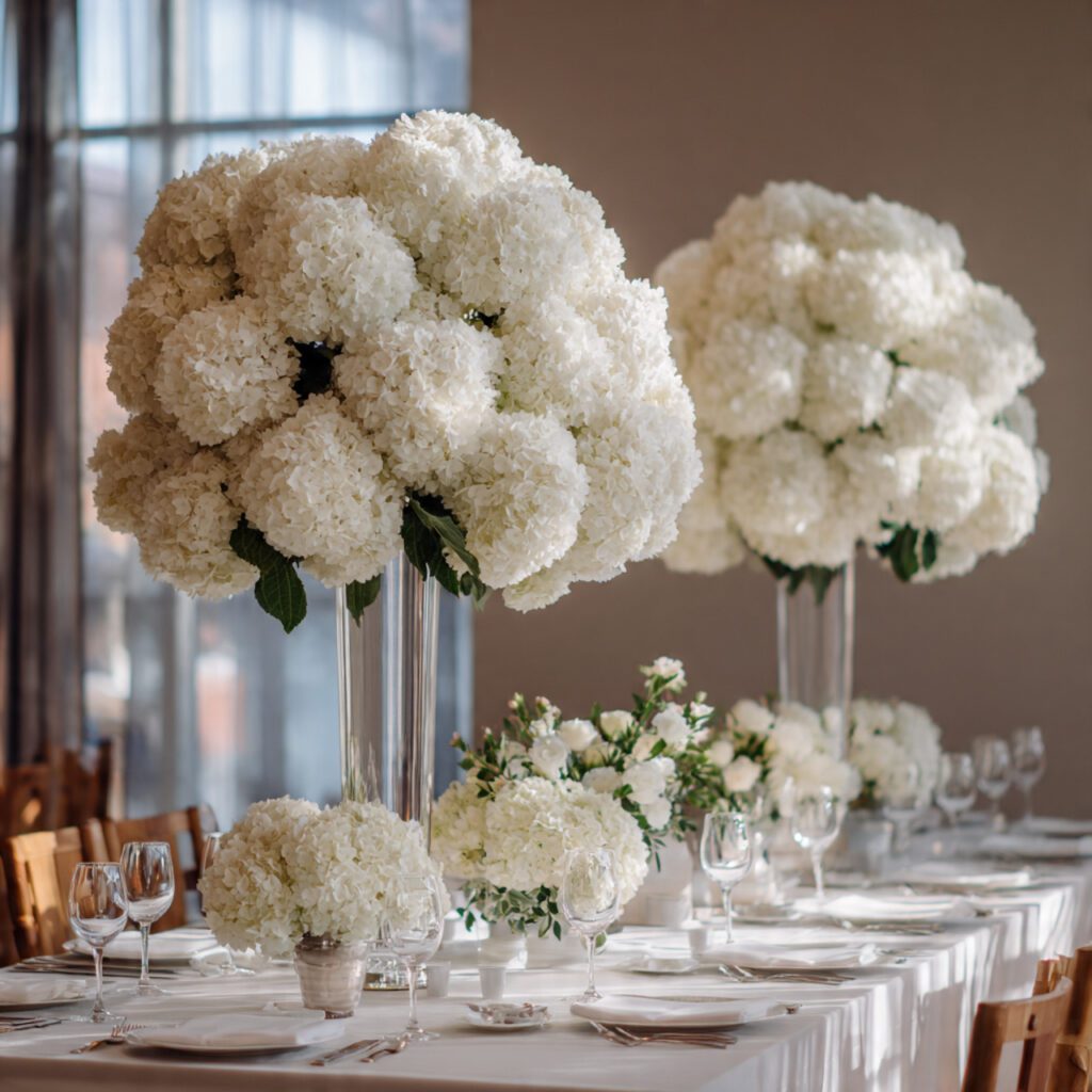 White Hydrangea Wedding Centerpieces
