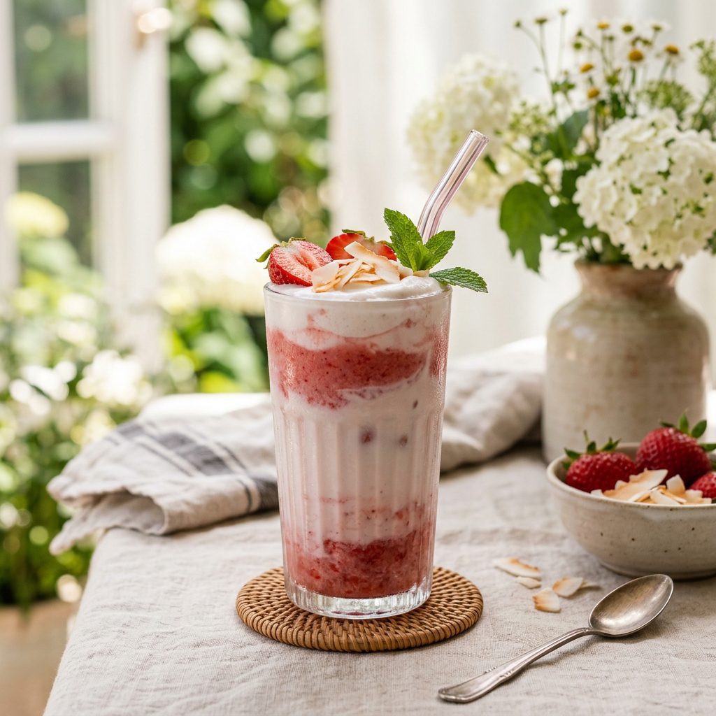 Pink Coconut Strawberry Drink