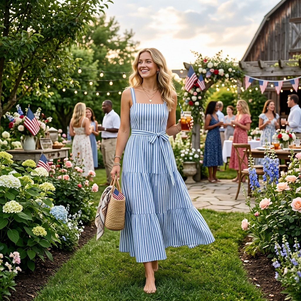 Blue Striped Maxi Dress