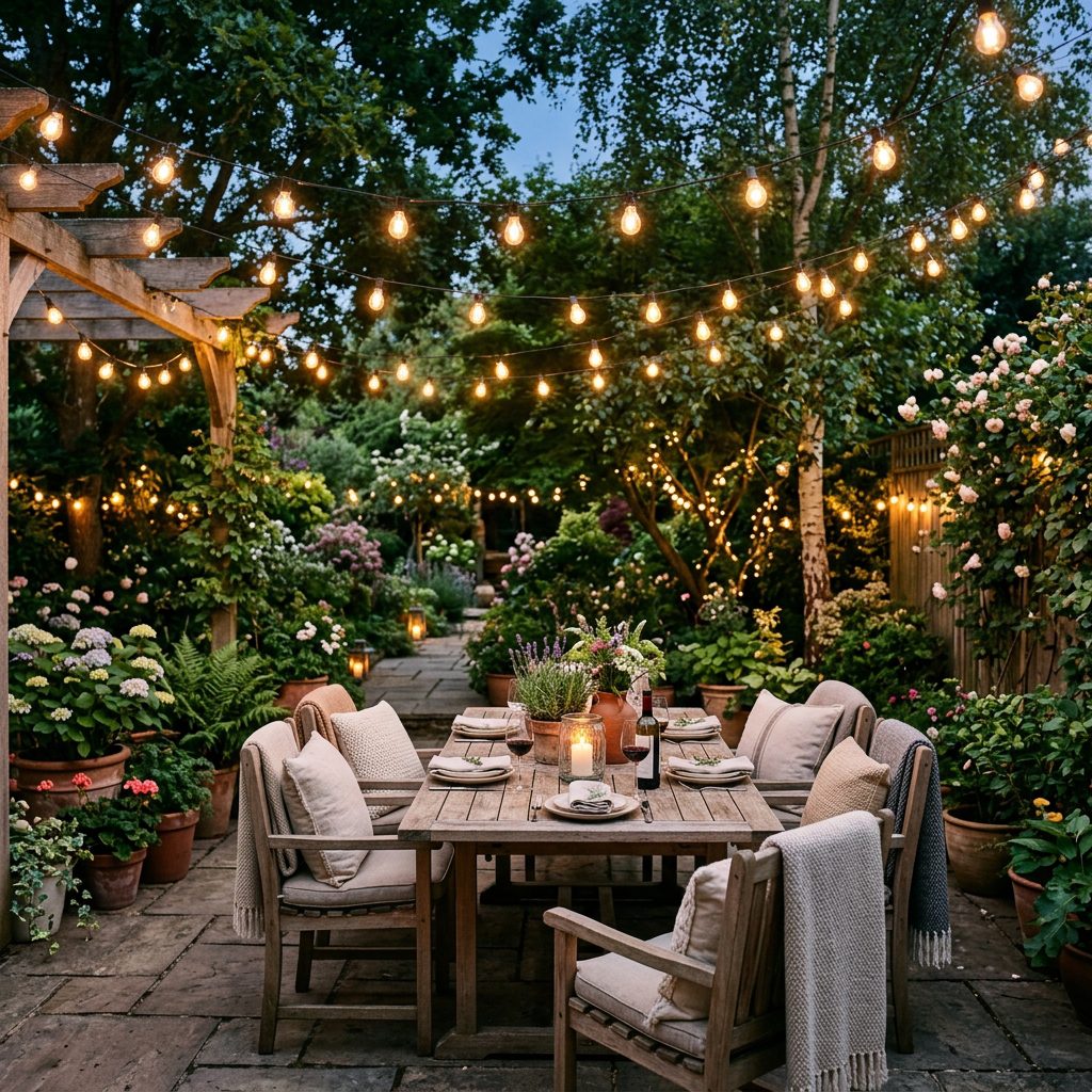 Cozy Outdoor String Light Setup
