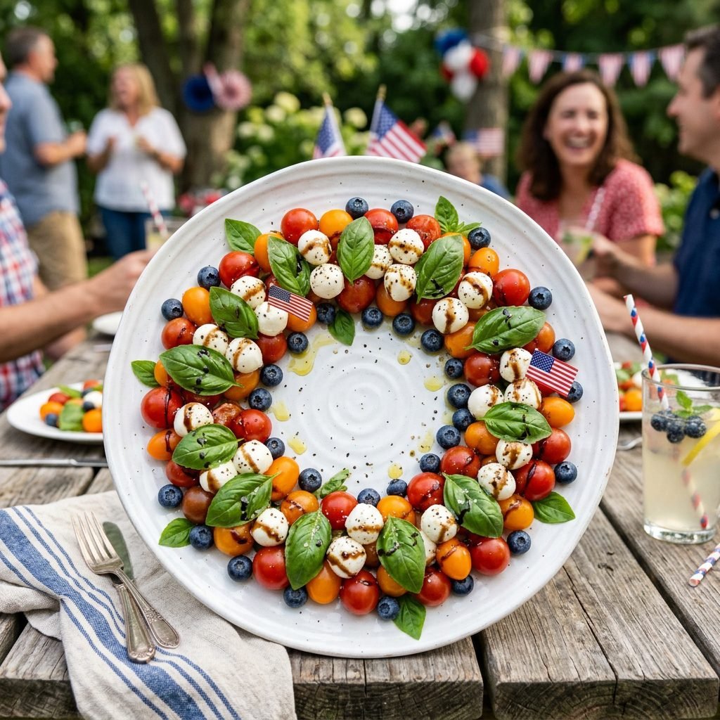 Festive Caprese Salad Wreath