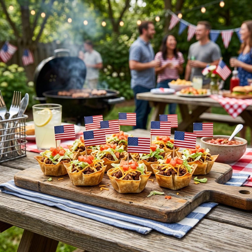Mini American Flag Taco Cups