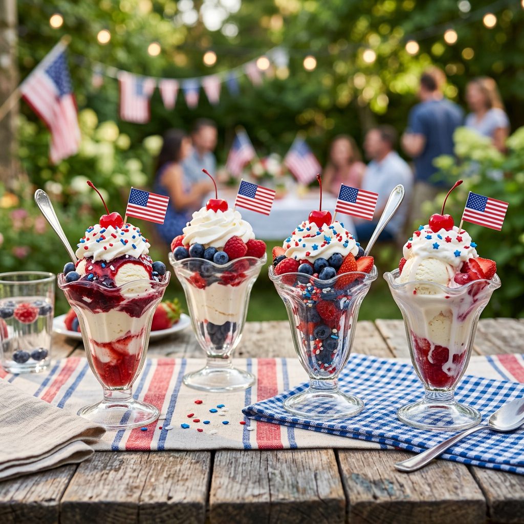 Patriotic Ice Cream Sundaes