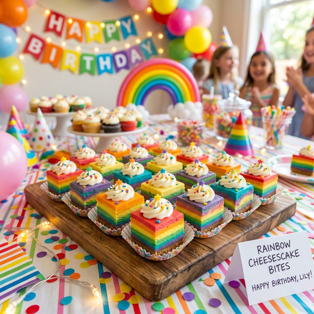 Rainbow Cheesecake Bites